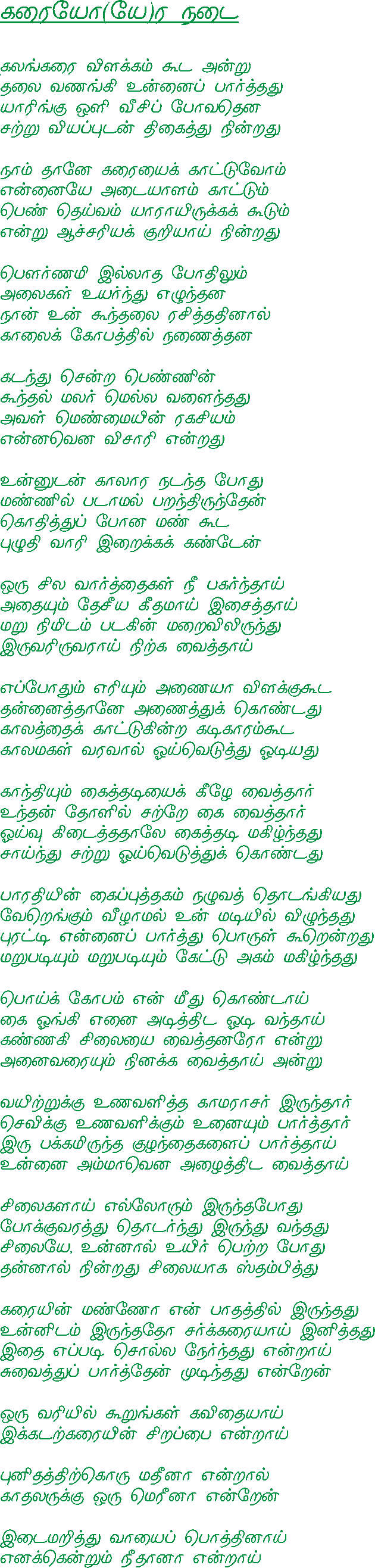 KaraiyO(yE)ra Nadai by Malarndhavan